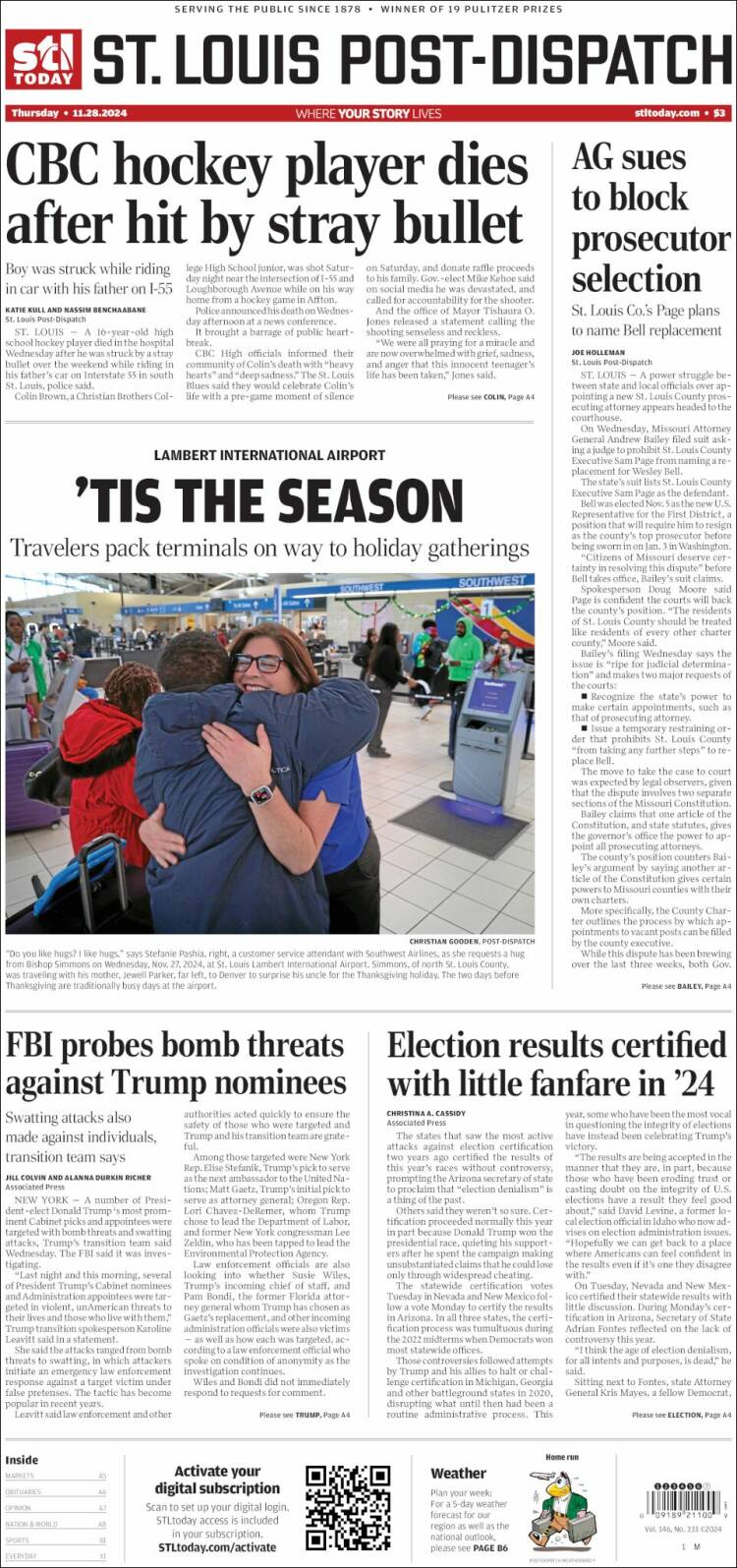 Portada de St. Louis Post-Dispatch (USA)