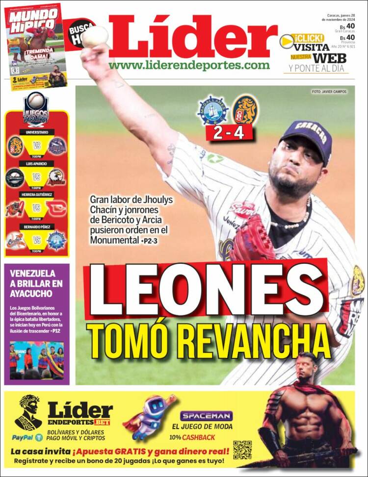 Portada de Lider en deportes (Venezuela)