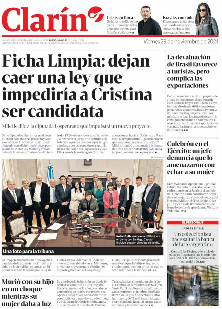 Portada de Clarín (Argentina)