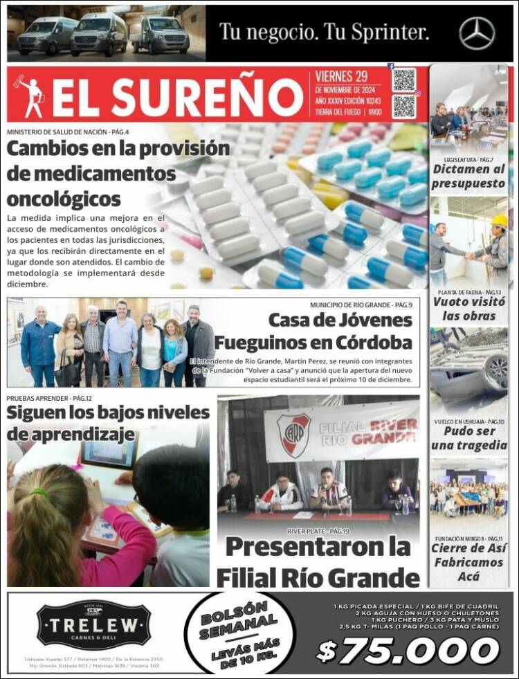 Portada de Diario El Sureño (Argentina)
