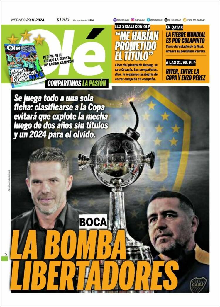 Portada de Olé (Argentina)