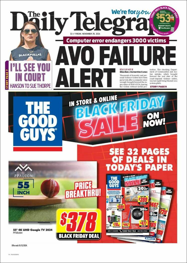 Portada de The Daily Telegraph (Australia)
