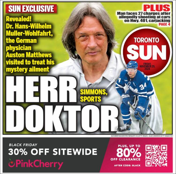 Portada de The Toronto Sun (Canadá)