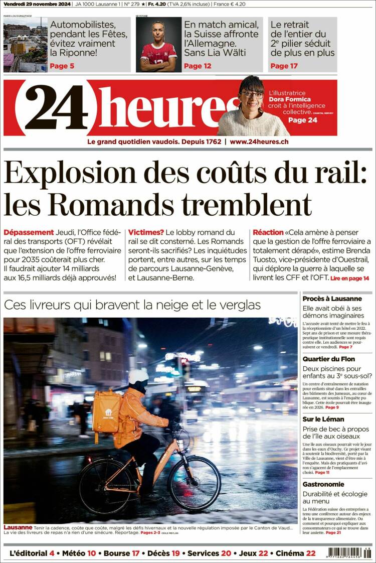 Portada de 24 Heures (Suiza)