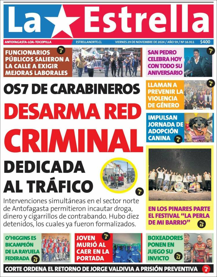 Portada de La Estrella de Tocopilla (Chile)