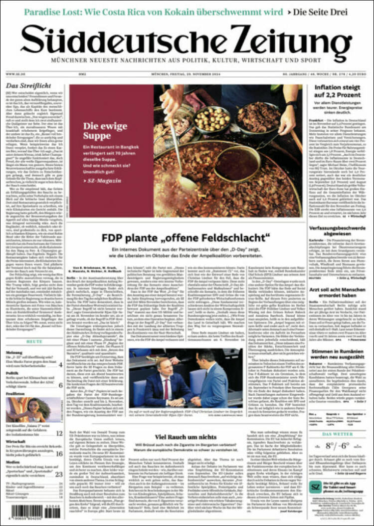 Portada de Sueddeutsche (Alemania)