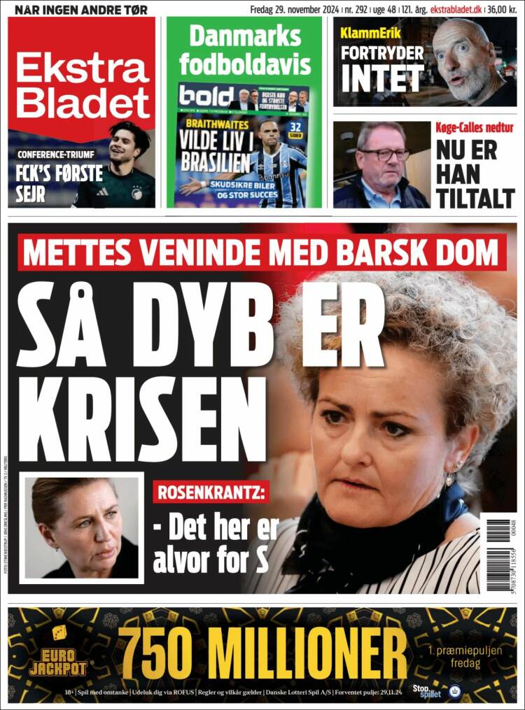 Portada de Ekstra Bladet (Dinamarca)