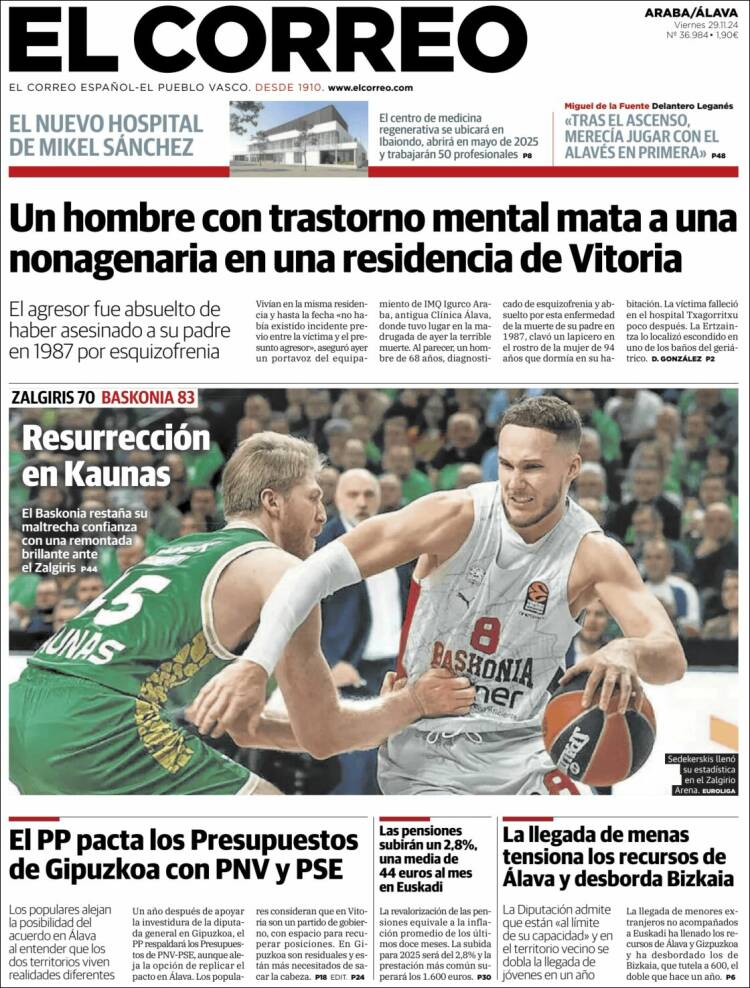 Portada de El Correo - Álava (España)