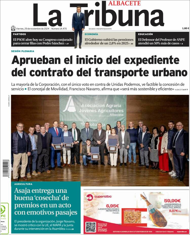 Portada de La Tribuna de Albacete (España)