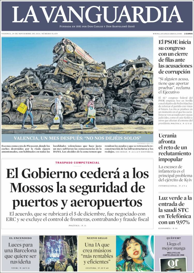 Portada de La Vanguardia (España)