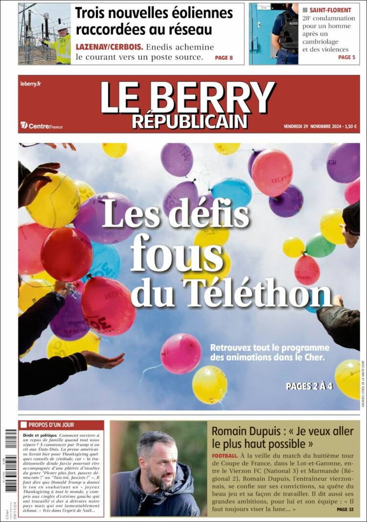 Portada de Berry Republicain (Francia)