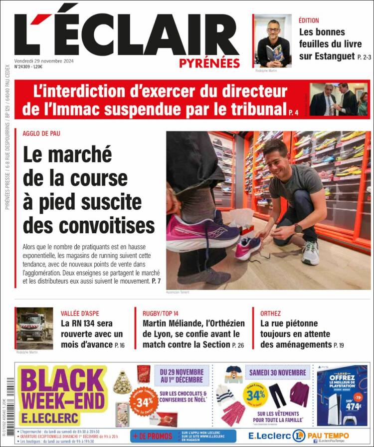 Portada de L'Eclair des Pyrénées (Francia)