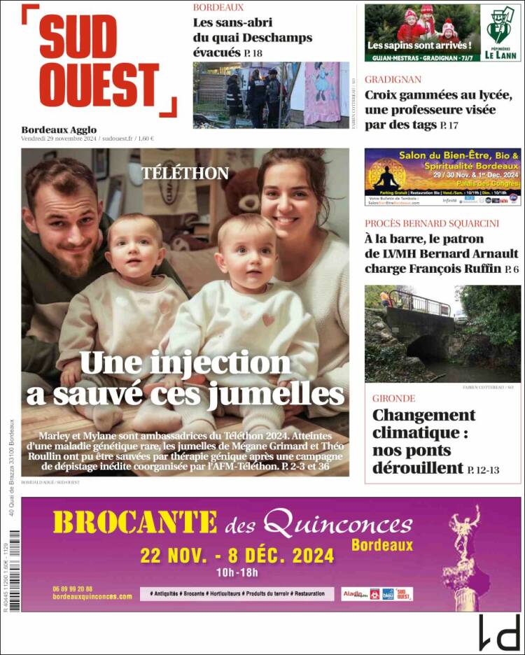 Portada de Sud Ouest (Francia)
