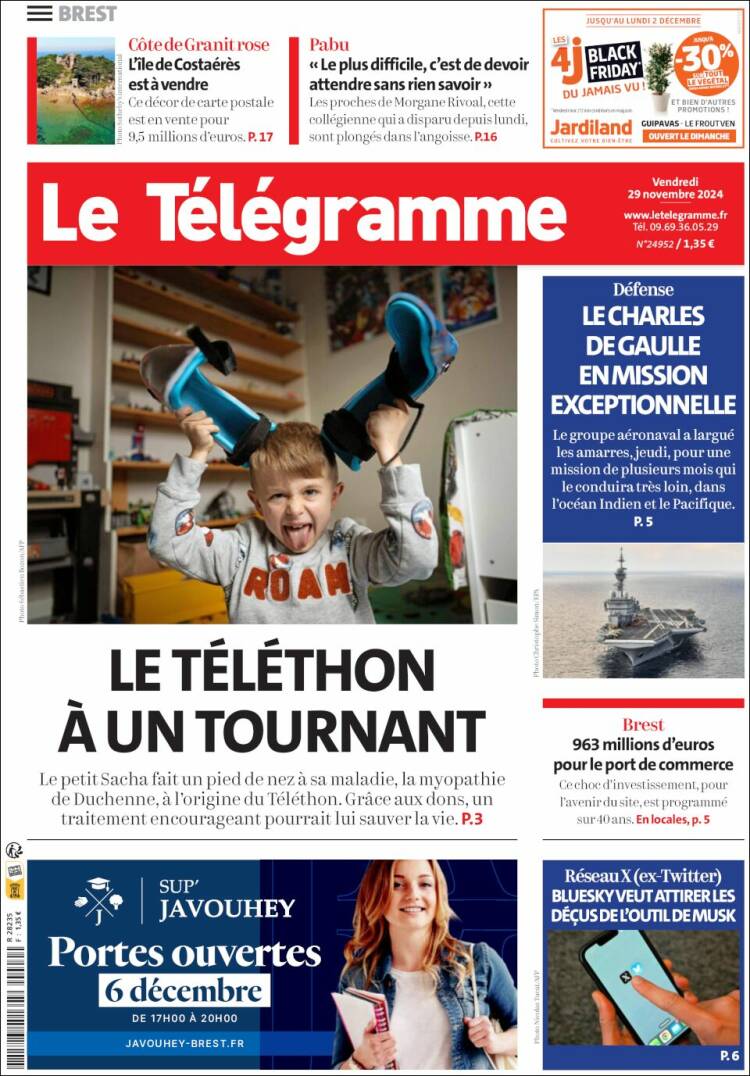 Portada de Télégramme (Francia)