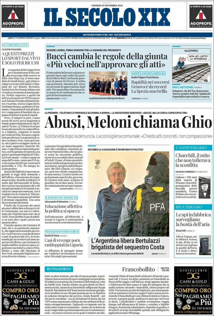 Portada de Il Secolo XIX (Italia)