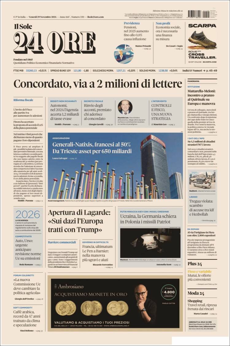 Portada de Il Sole 24 ORE (Italia)