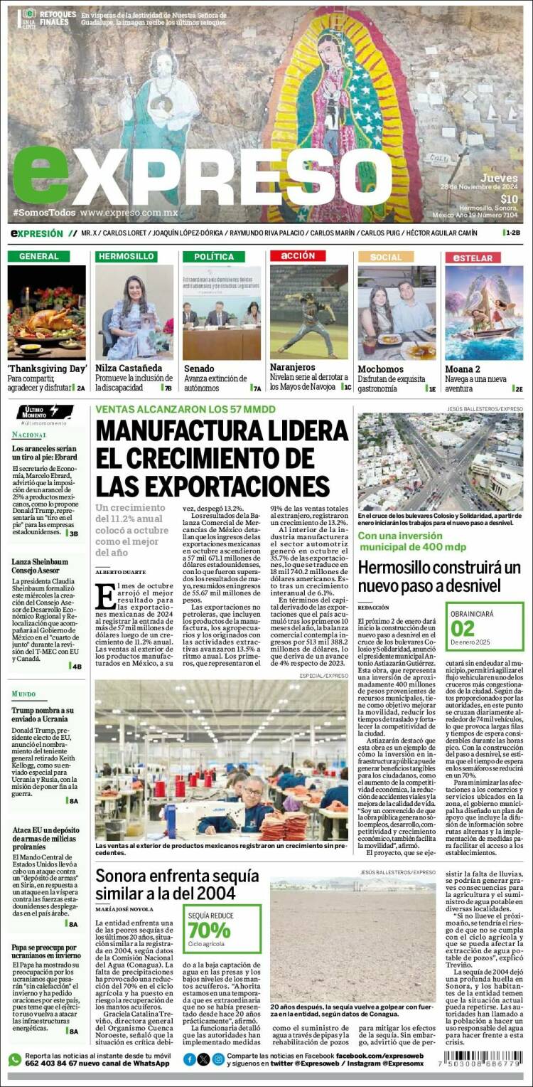 Portada de Expreso (M&eacute;xico)