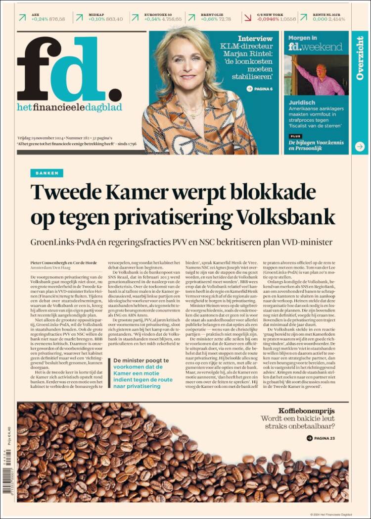 Portada de Het Financieele Dagblad (Pa&iacute;ses Bajos)