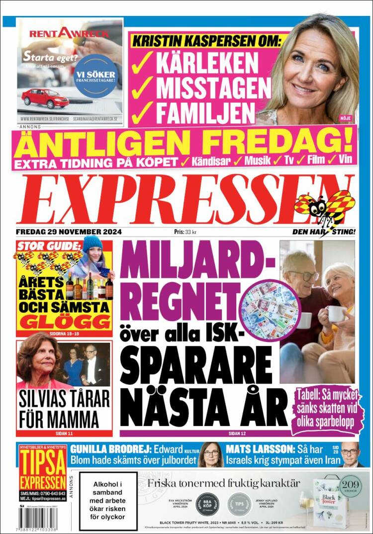 Portada de Expressen (Suecia)