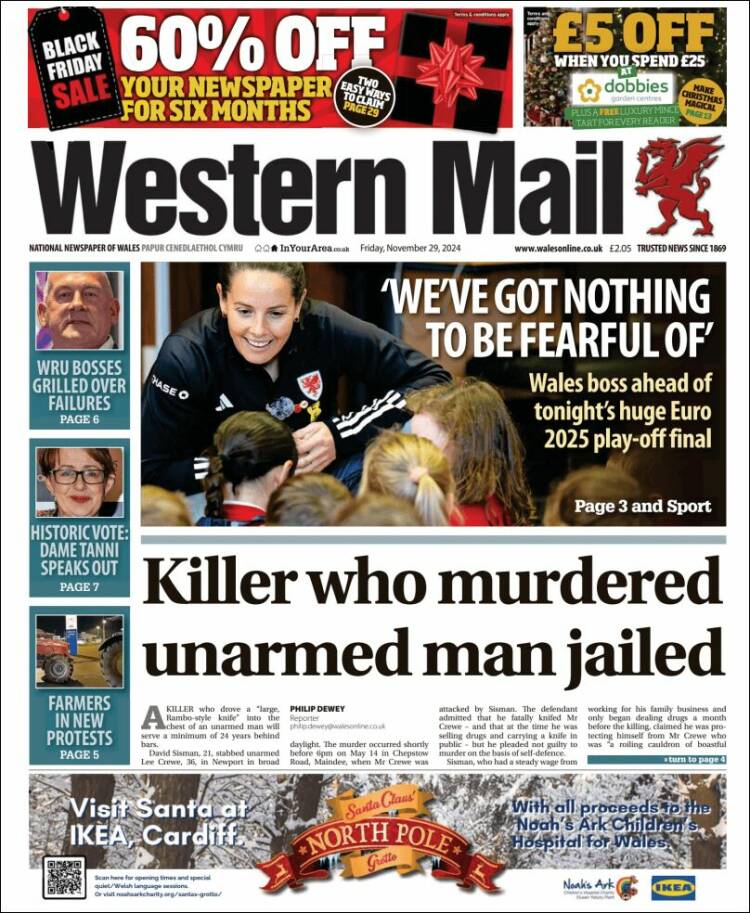Portada de Western Mail (Reino Unido)
