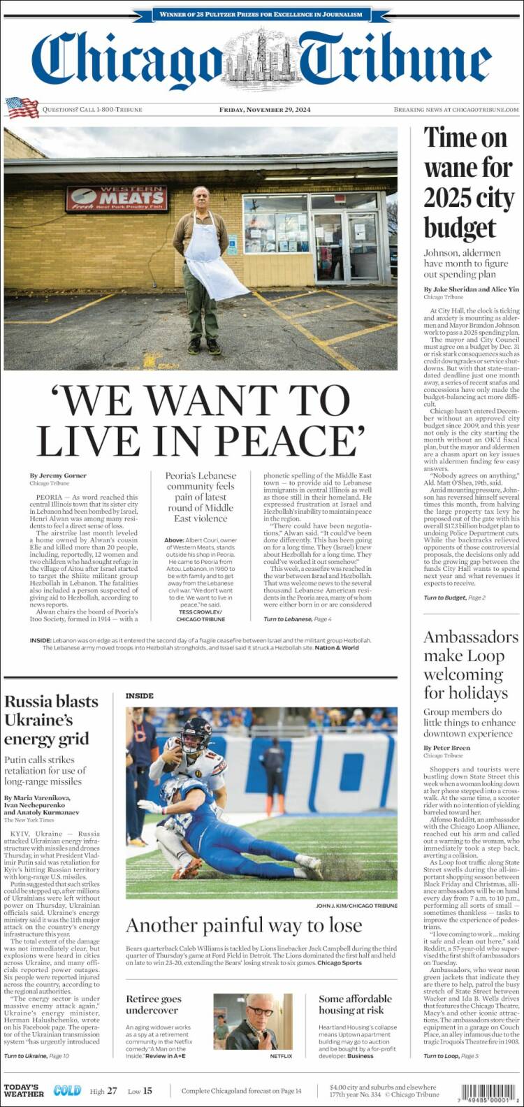 Portada de Chicago Tribune (USA)