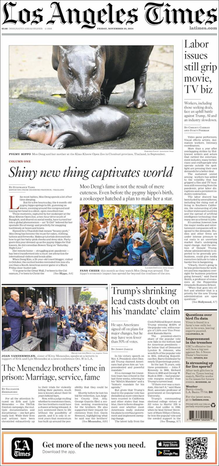 Portada de Los Angeles Times (USA)