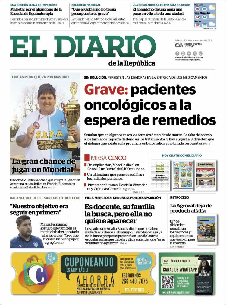 Portada de Diario de la República (Argentine)