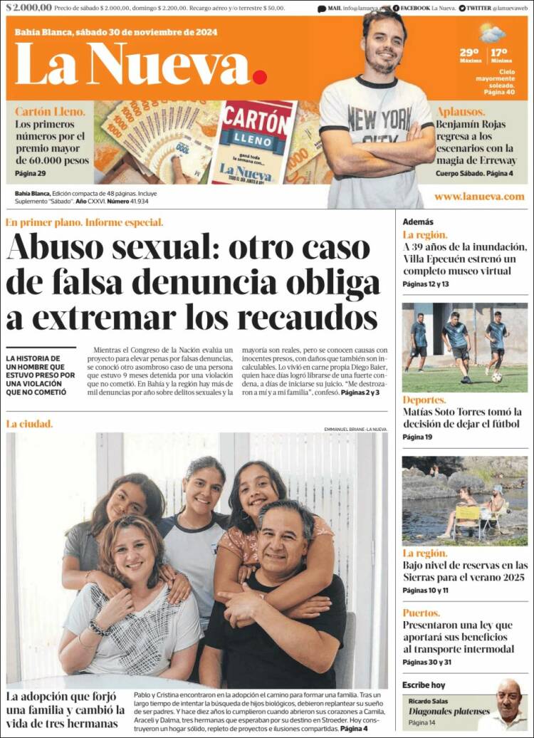 Portada de La Nueva Provincia (Argentina)