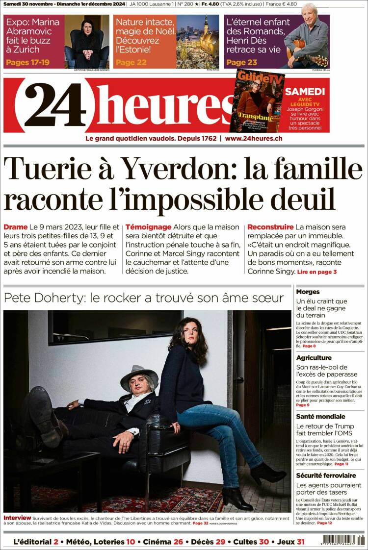 Portada de 24 Heures (Switzerland)