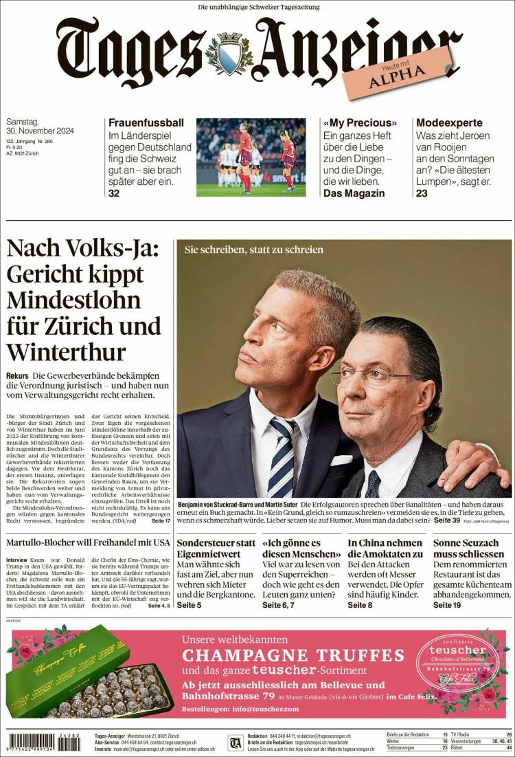 Portada de Tages-Anzeiger (Switzerland)
