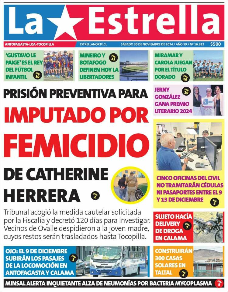 Portada de La Estrella de Tocopilla (Chile)
