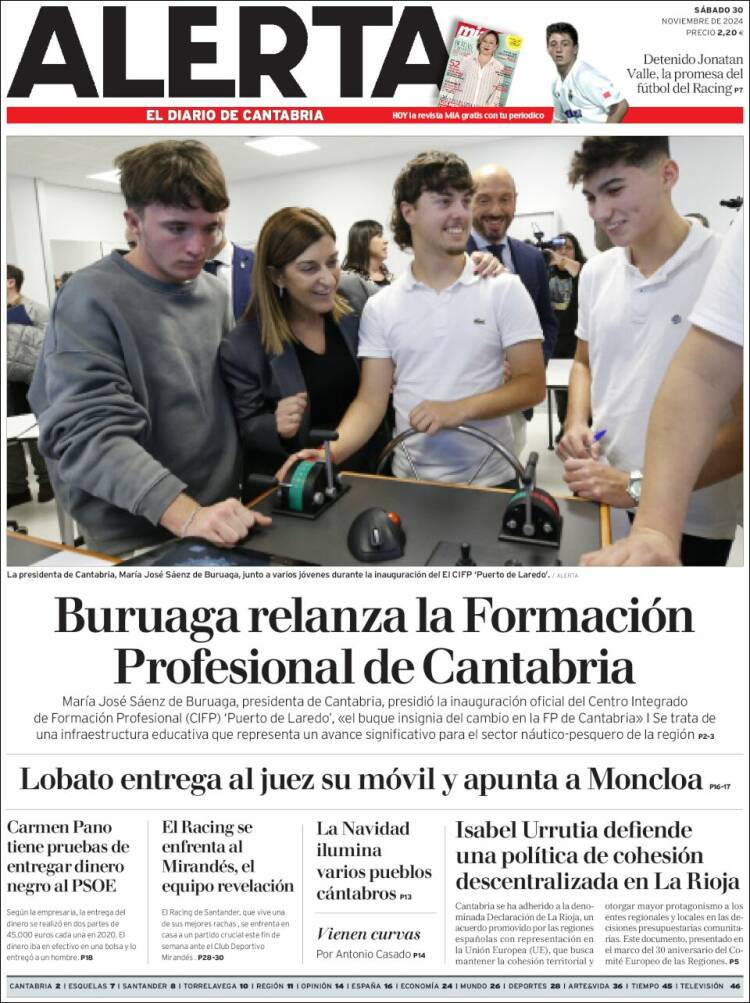 Portada de Alerta - El Diario de Cantabria (España)