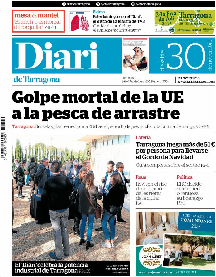 Portada de Diari de Tarragona (España)