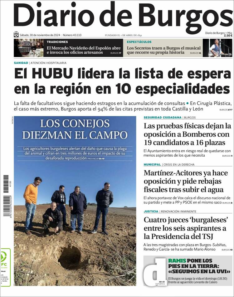 Portada de Diario de Burgos (España)