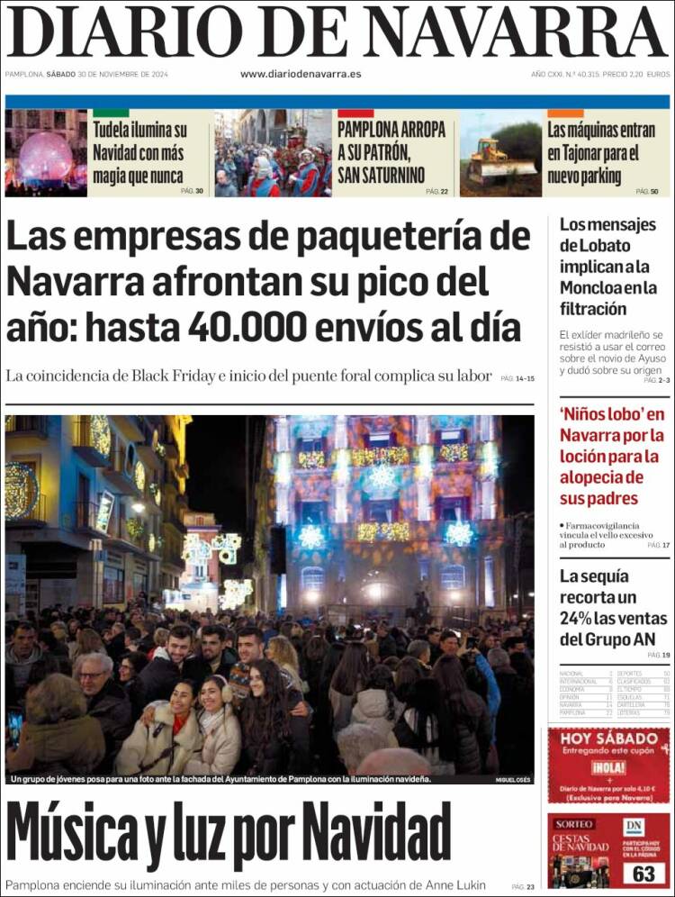 Portada de Diario de Navarra (España)