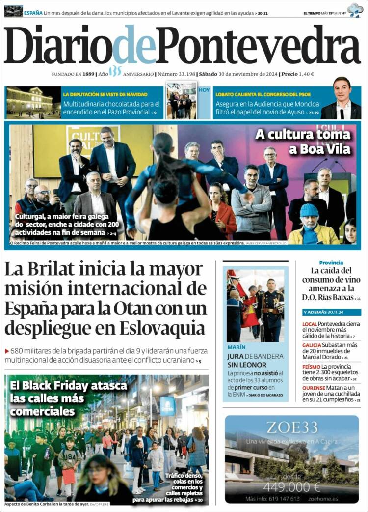 Portada de Diario de Pontevedra (España)
