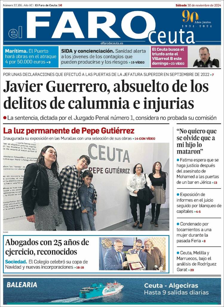 Portada de El Faro de Ceuta (España)