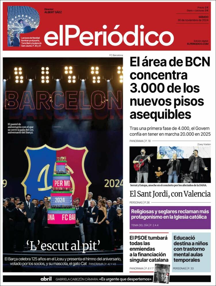 Portada de El Periódico (España)