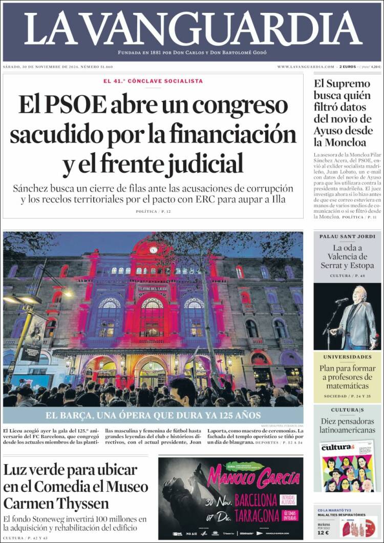 Portada de La Vanguardia (España)