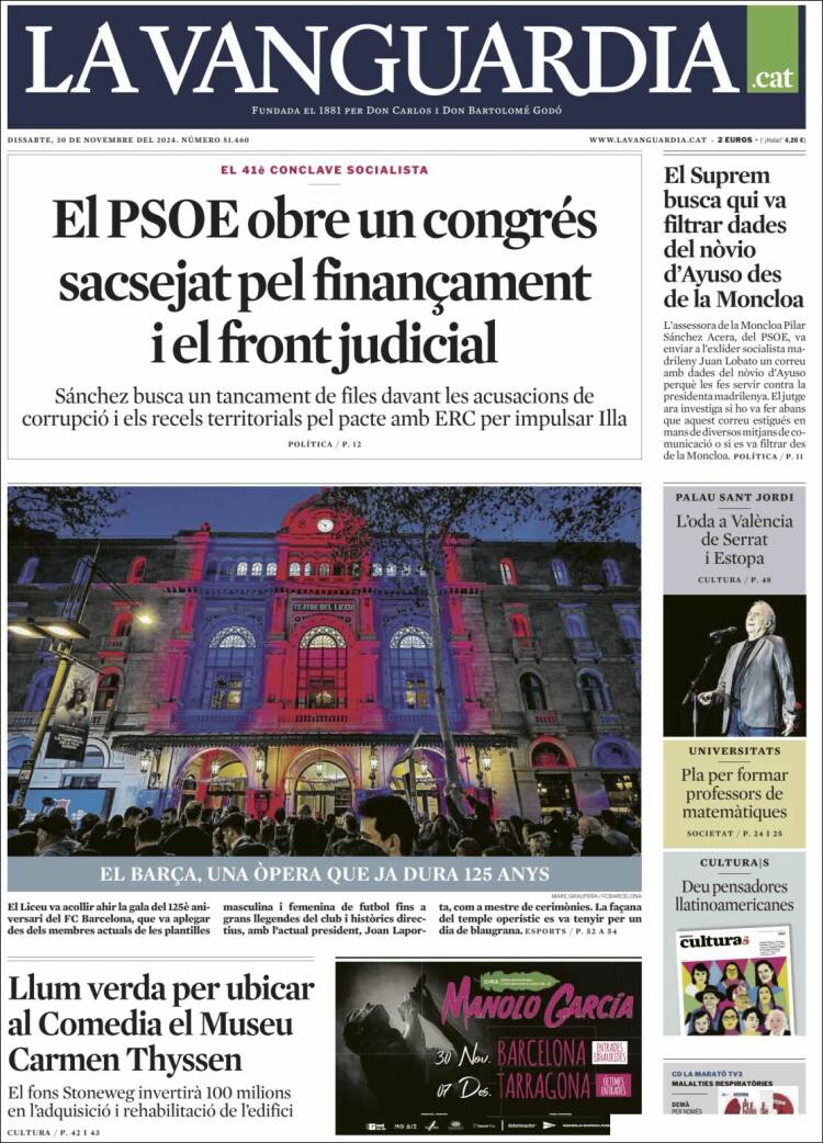 Portada de La Vanguardia (España)