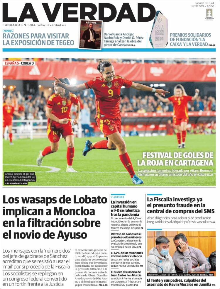 Portada de La Verdad de Murcia (España)