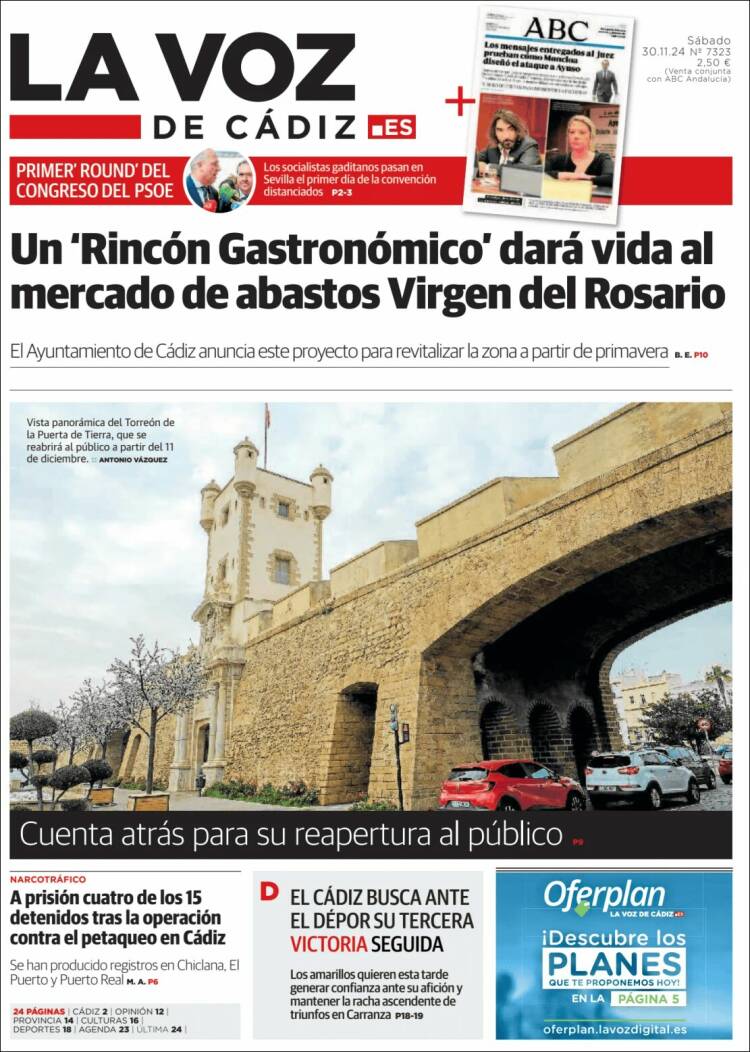 Portada de La Voz de Cádiz (España)