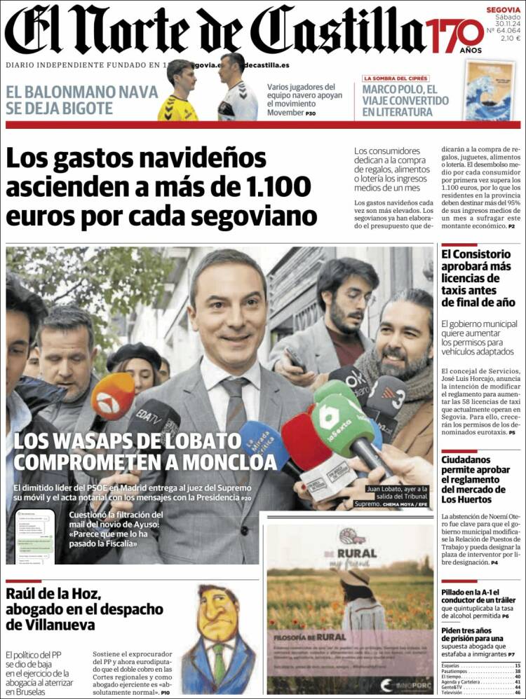 Portada de Norte de Castilla - Segovia (España)