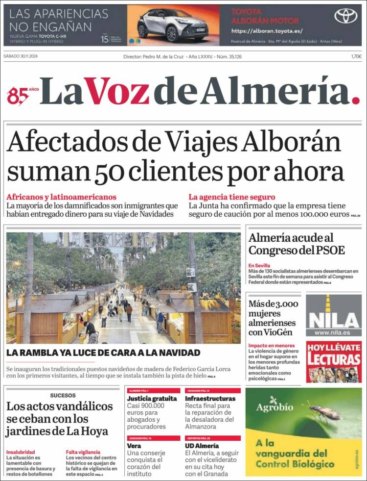 Portada de La Voz de Almería (España)