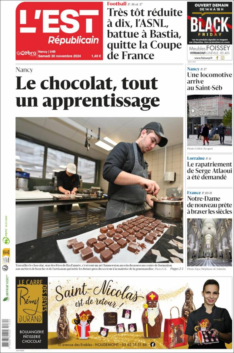 Portada de L'Est Republicain (France)