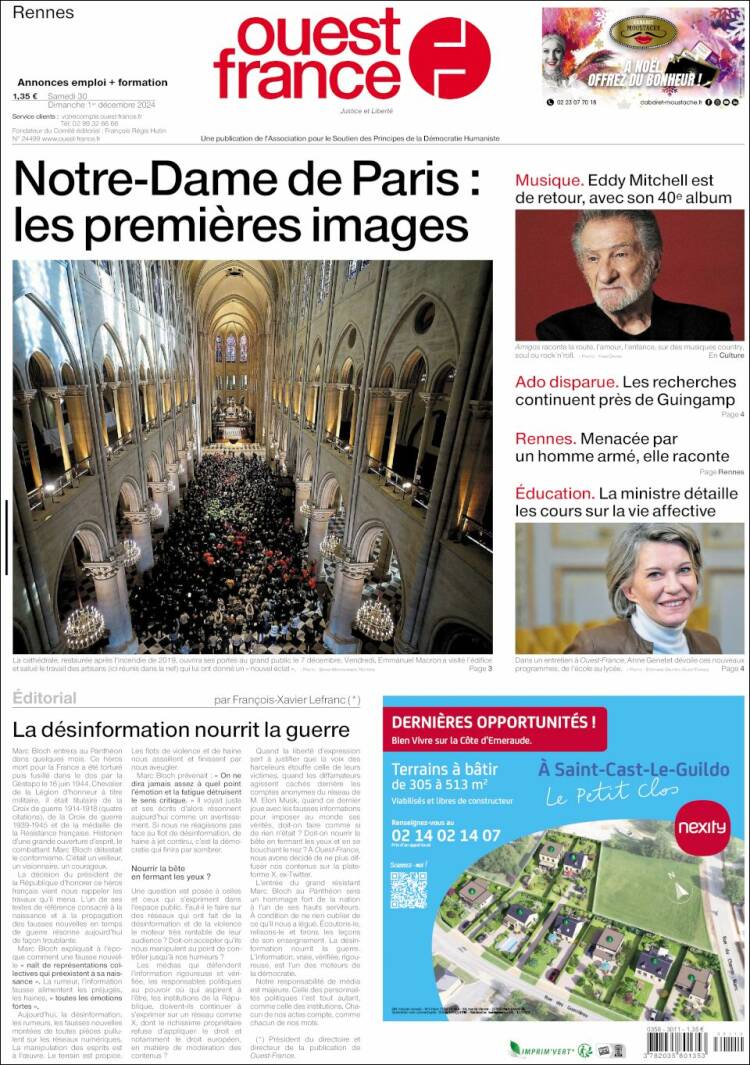 Portada de Ouest France (France)