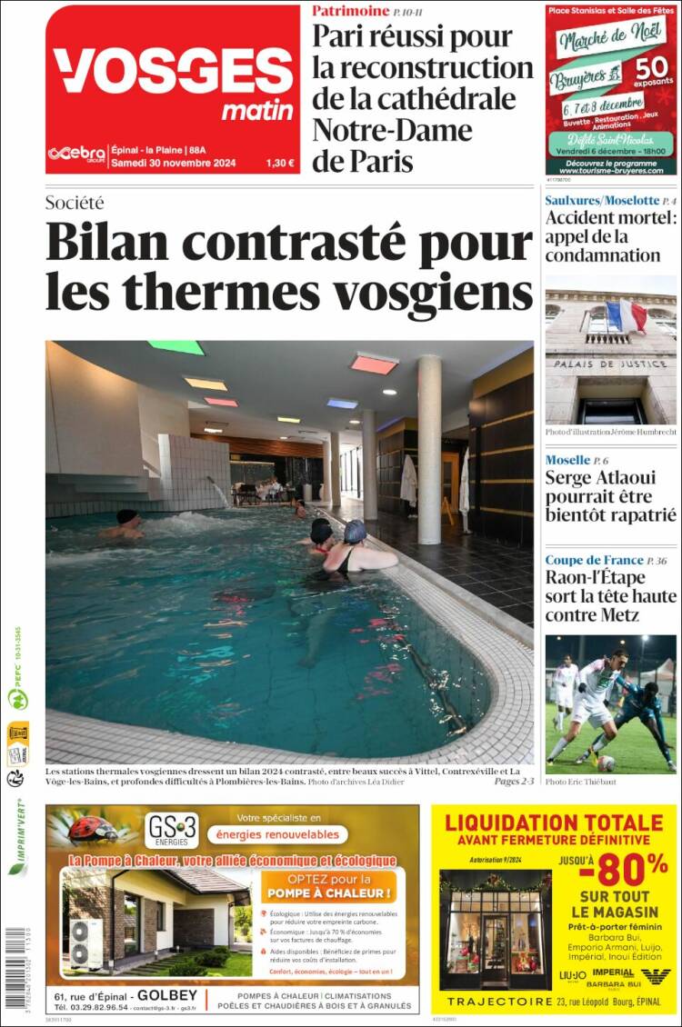 Portada de Vosges Matin (France)