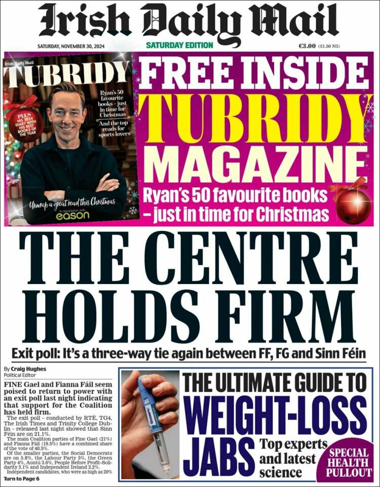 Portada de Irish Daily Mail (Ireland)