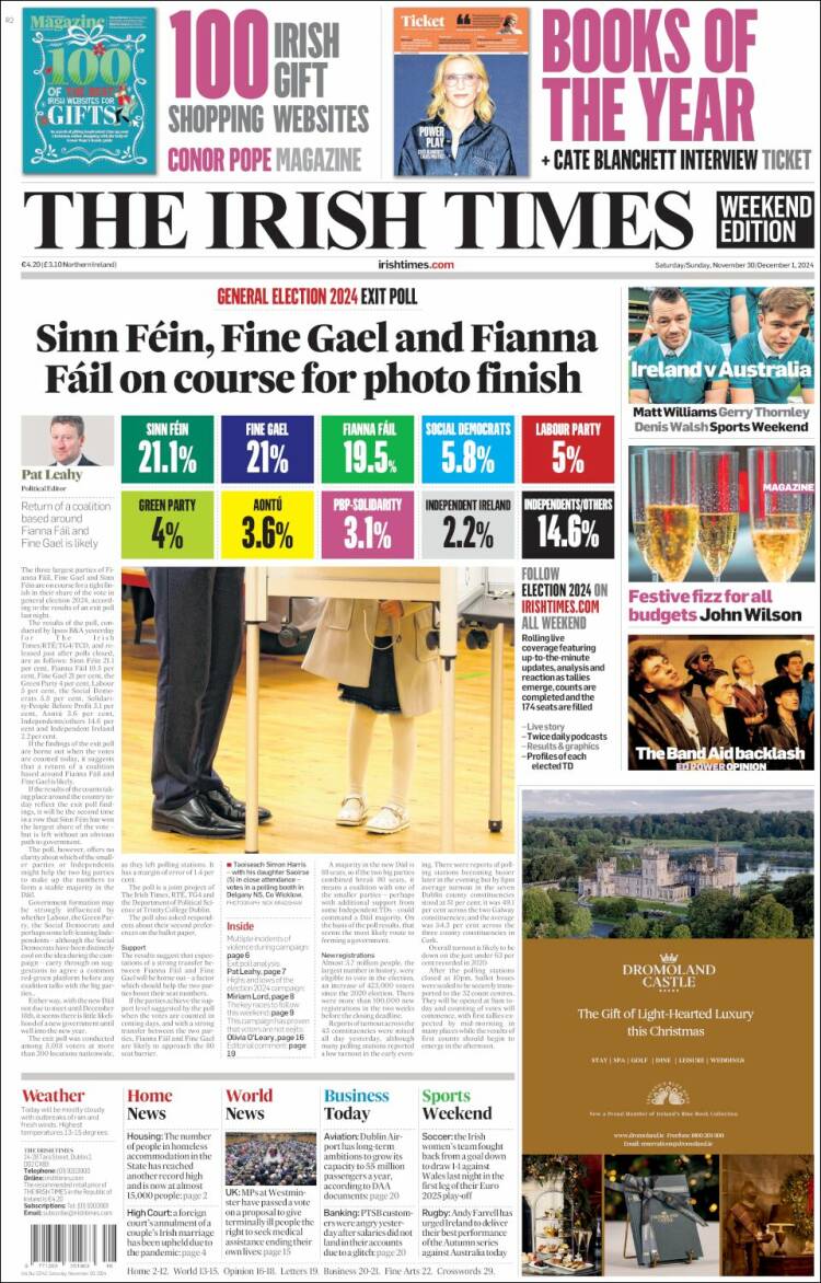 Portada de Irish Times (Ireland)