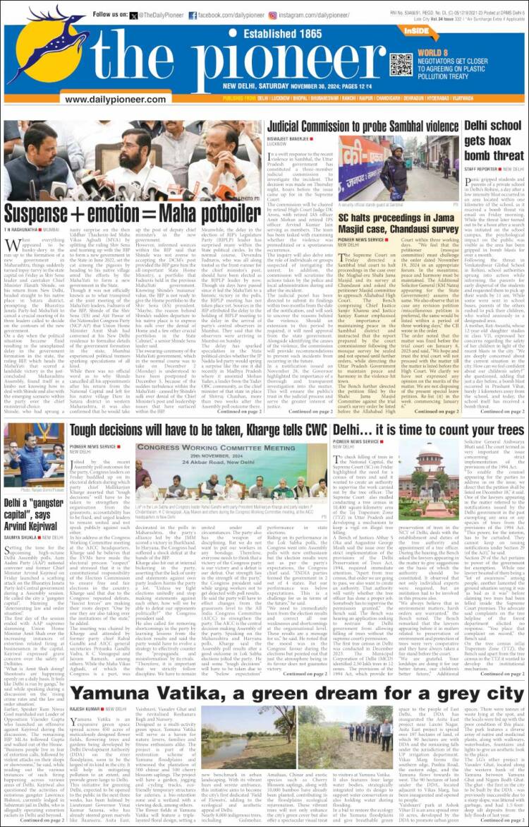 Portada de The Pioneer (India)